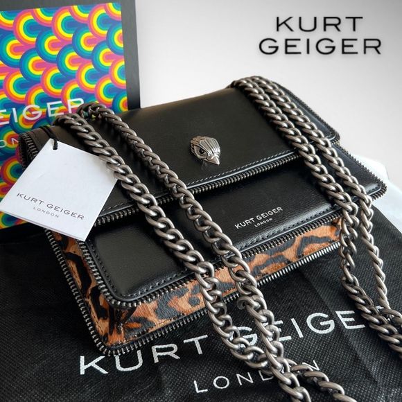NWT Kurt Geiger London Shoreditch Small Leather & Genuine Calf Hair Shoulder Bag - Picture 3 of 17